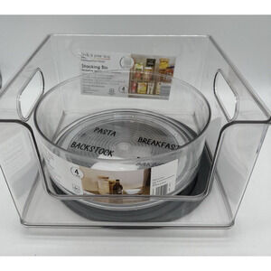 2 Huntington Home Hard Clear Stackable Box and Turn Table Organizer Display